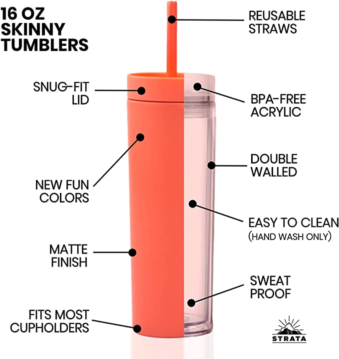 Personalized Tumbler with Lid and Straw, Matte Pastel, Colored Acrylic Tumbler, 16oz