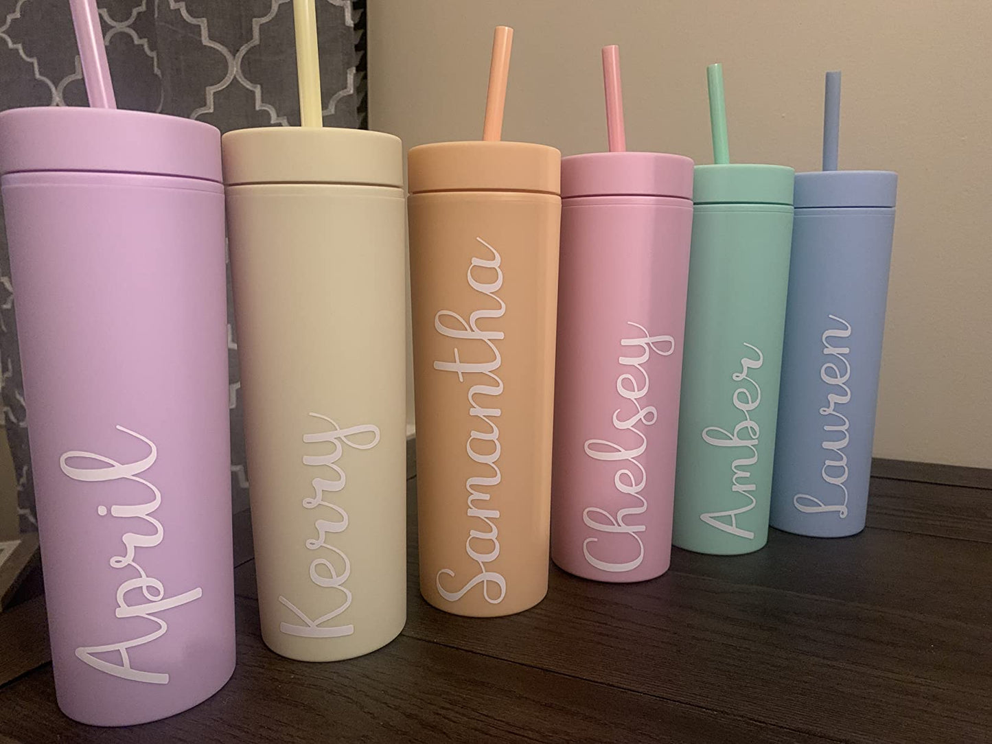 Personalized Tumbler with Lid and Straw, Matte Pastel, Colored Acrylic Tumbler, 16oz