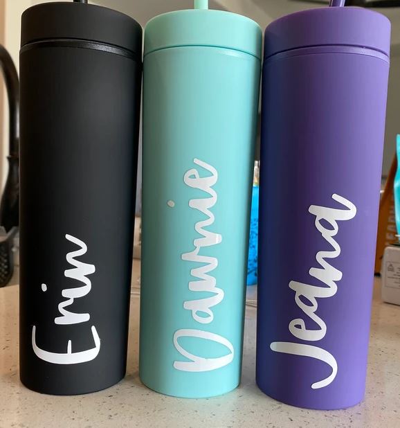 Personalized Tumbler with Lid and Matching Straw, Dark Matte Pastel Colored Acrylic Tumbler, 16oz