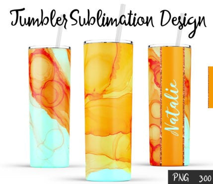 20oz Insulated Stainless Steel Travel Tumbler with lid and Custom Name (WaterColor)