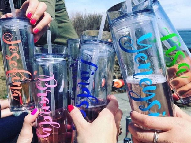Personalized Tumbler with Lid and Straw, Clear Acrylic Tumbler, 16oz