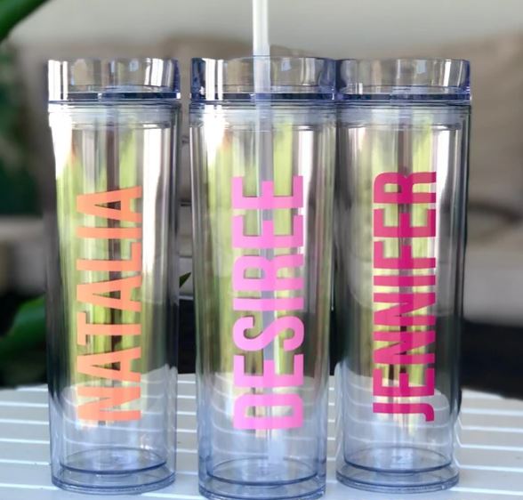 Personalized Tumbler with Lid and Straw, Clear Acrylic Tumbler, 16oz