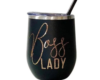 Boss Lady - 12oz Insulated Stainless Steel Travel Wine Tumbler