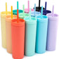 Personalized Tumbler with Lid and Straw, Matte Pastel, Colored Acrylic Tumbler, 16oz