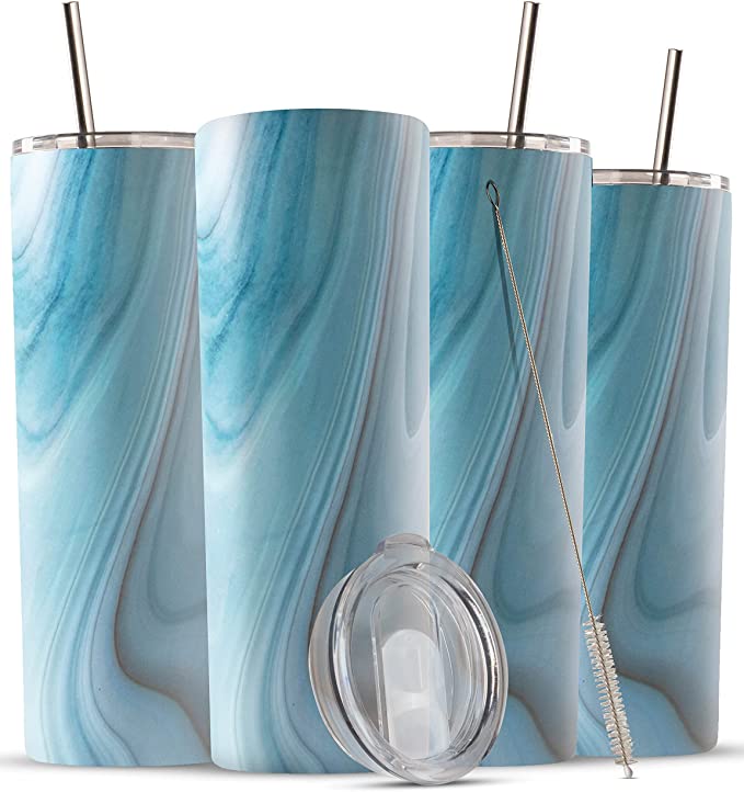 20oz Skinny Insulated Stainless Steel Tumbler with Lid and Straw