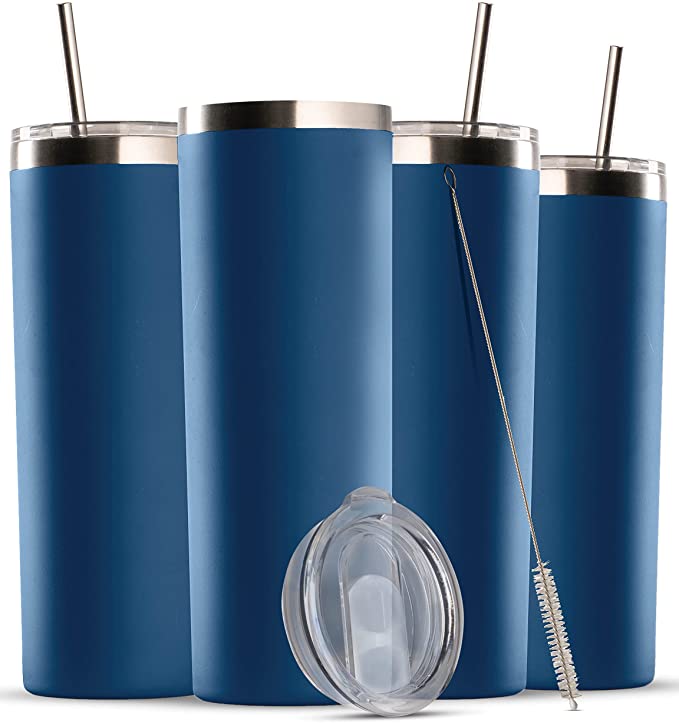 20oz Skinny Insulated Stainless Steel Tumbler with Lid and Straw