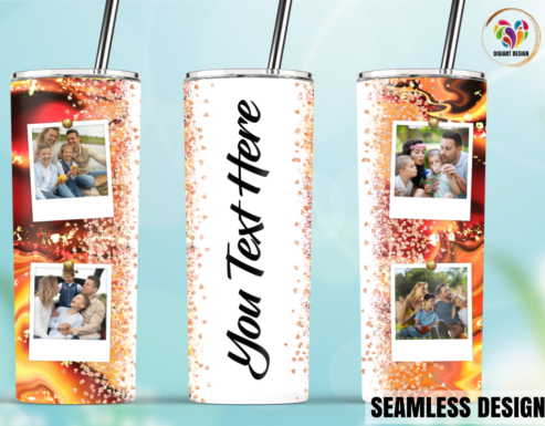 20oz Insulated Stainless Steel Travel Tumbler with lid and Custom Photo (4 Photos and Text)