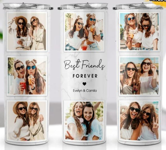 Best Friends - 20oz Insulated Stainless Steel Travel Tumbler with lid and Custom Photo