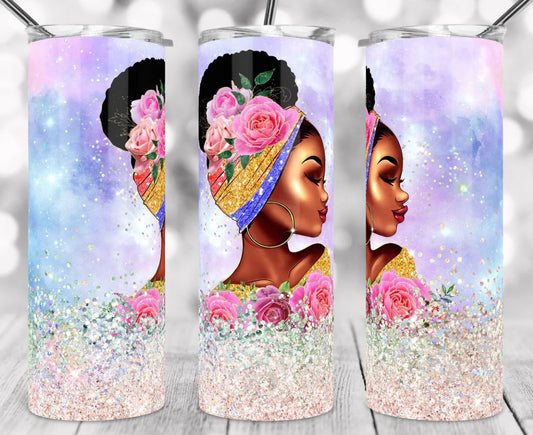 20oz Insulated Stainless Steel Travel Tumbler Black Queen, Black Women, Afro Queen