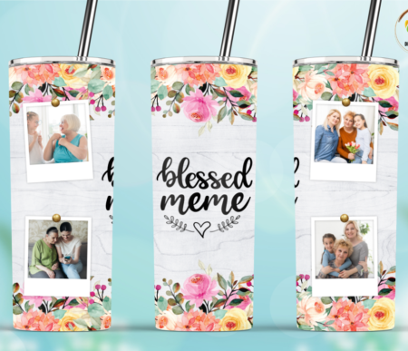 20oz Insulated Stainless Steel Travel Tumbler with lid and Custom Photo Blessed Mom, Granny, Mama, Nanny, Nana