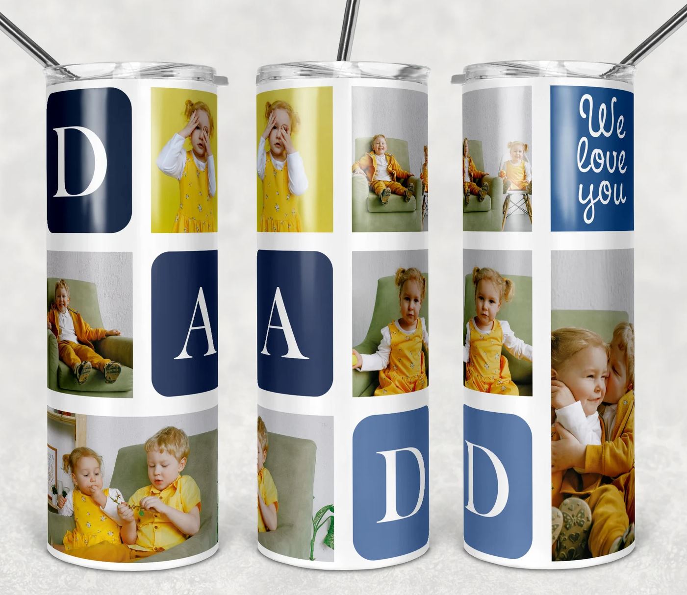 Dad - 20oz Insulated Stainless Steel Travel Tumbler with lid and Custom Photo