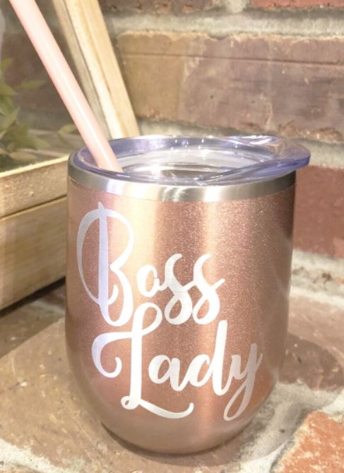 Boss Lady - 12oz Insulated Stainless Steel Travel Wine Tumbler