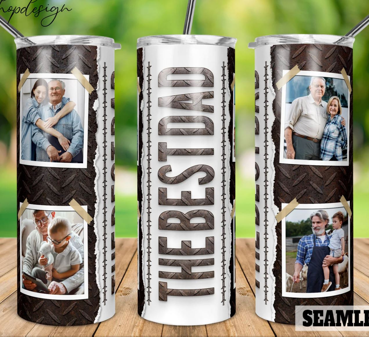 The Best Dad - 20oz Insulated Stainless Steel Travel Tumbler with lid and Custom Photo