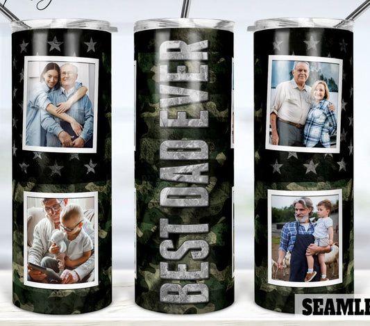 Best Dad - 20oz Insulated Stainless Steel Travel Tumbler with lid and Custom Photo