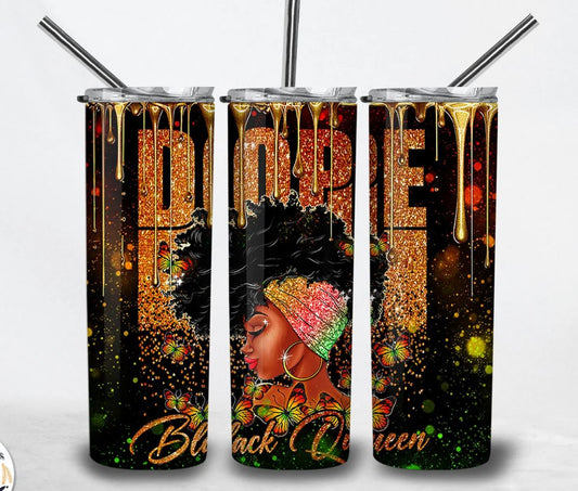 Dope Black Queen - 20oz Skinny Insulated Stainless Steel Travel Tumbler