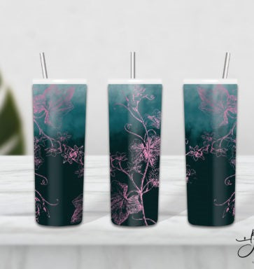 20oz Insulated Stainless Steel Travel Tumbler with (Floral)