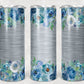 Gray and Blue Flowers - 20oz Insulated Stainless Steel Travel Tumbler