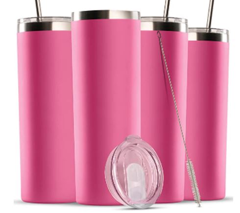 20oz Skinny Insulated Stainless Steel Tumbler with Lid and Straw