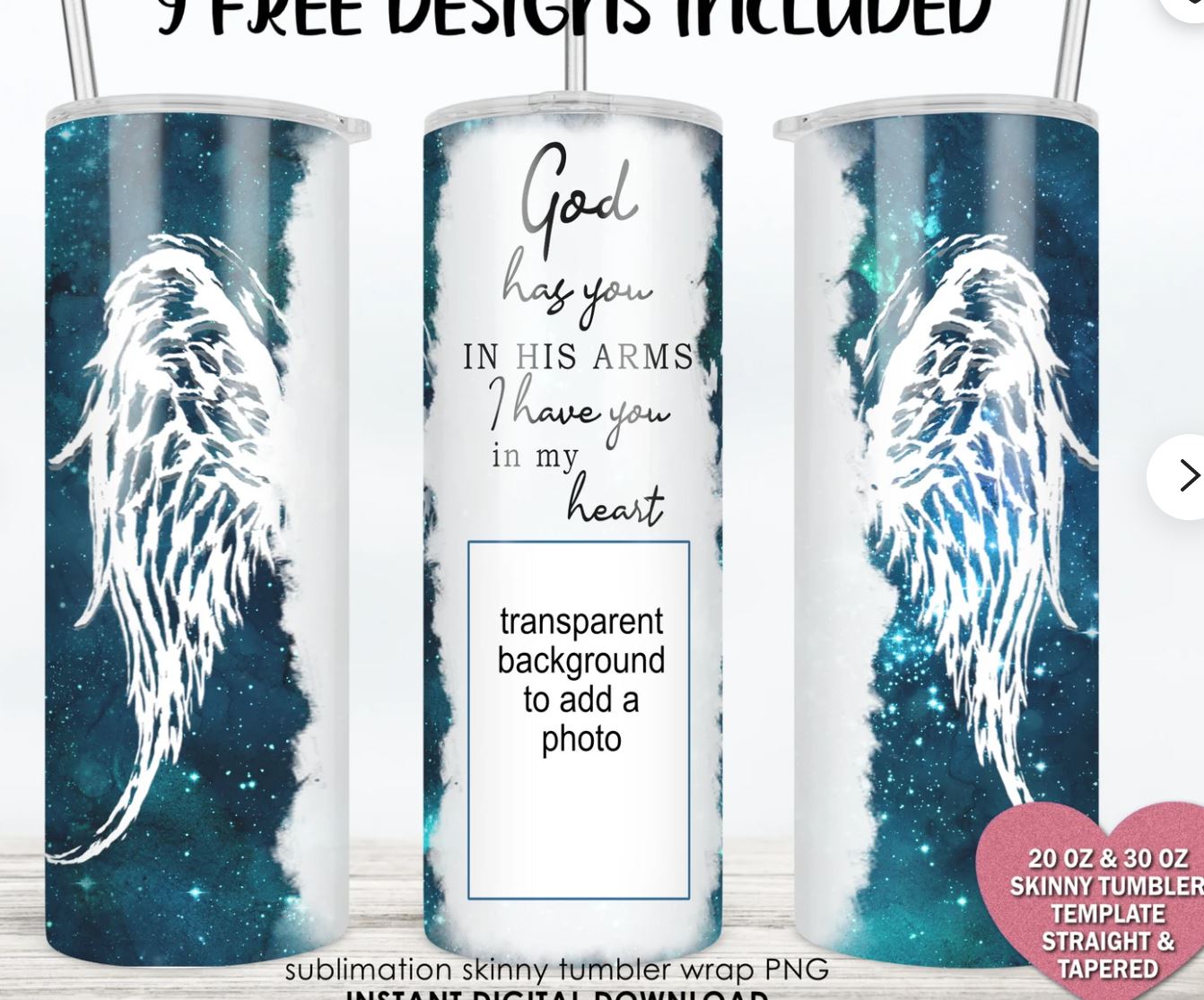 God has you in His Arms - 20oz Insulated Stainless Steel Travel Tumbler with lid and Custom Photo