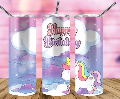 Happy Birthday Unicorn - 20oz Insulated Stainless Steel Travel Tumbler