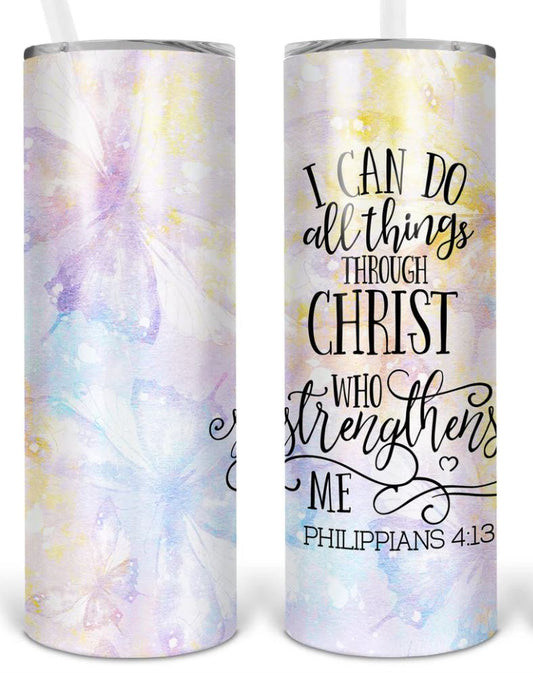 I Can Do all Things Through Christ (Colorful)- 20oz Insulated Stainless Steel Travel Tumbler