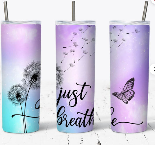 Just Breathe - 20oz Skinny Insulated Stainless Steel Travel Tumbler