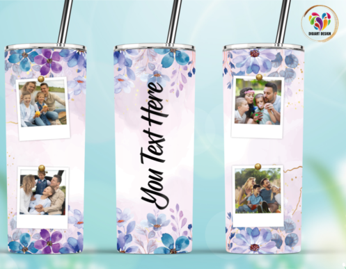 20oz Insulated Stainless Steel Travel Tumbler with lid and Custom Photo (4 Photos and Text)