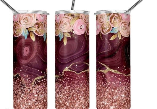 20oz Insulated Stainless Steel Travel Tumbler - Pink Glitter