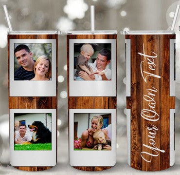 20oz Insulated Stainless Steel Travel Tumbler with lid and Custom Photo (4 Photos and Text)