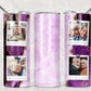 Purple- 20oz Insulated Stainless Steel Travel Tumbler with lid- Custom Photo (4 Photos and Text)