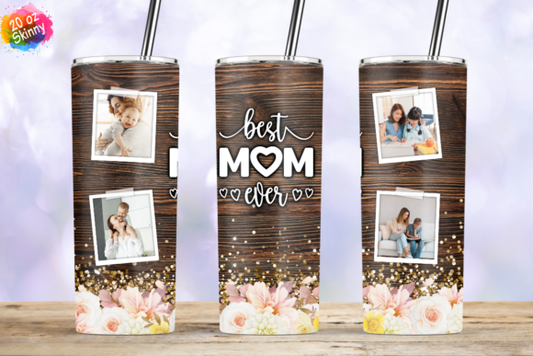 20oz Insulated Stainless Steel Travel Tumbler with lid MAMA and Best Mom (Custom Photo)