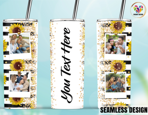 20oz Insulated Stainless Steel Travel Tumbler with lid and Custom Photo (4 Photos and Text)