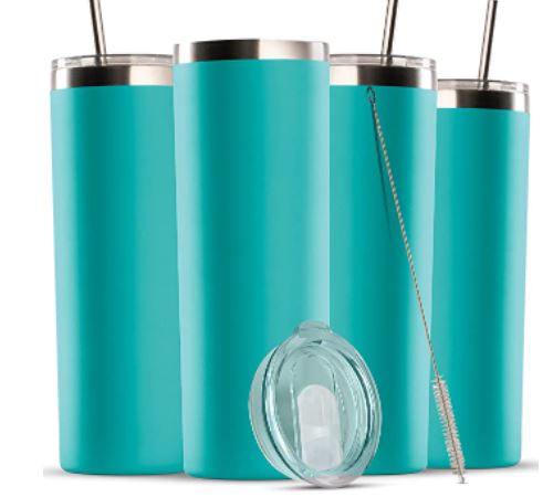20oz Skinny Insulated Stainless Steel Tumbler with Lid and Straw