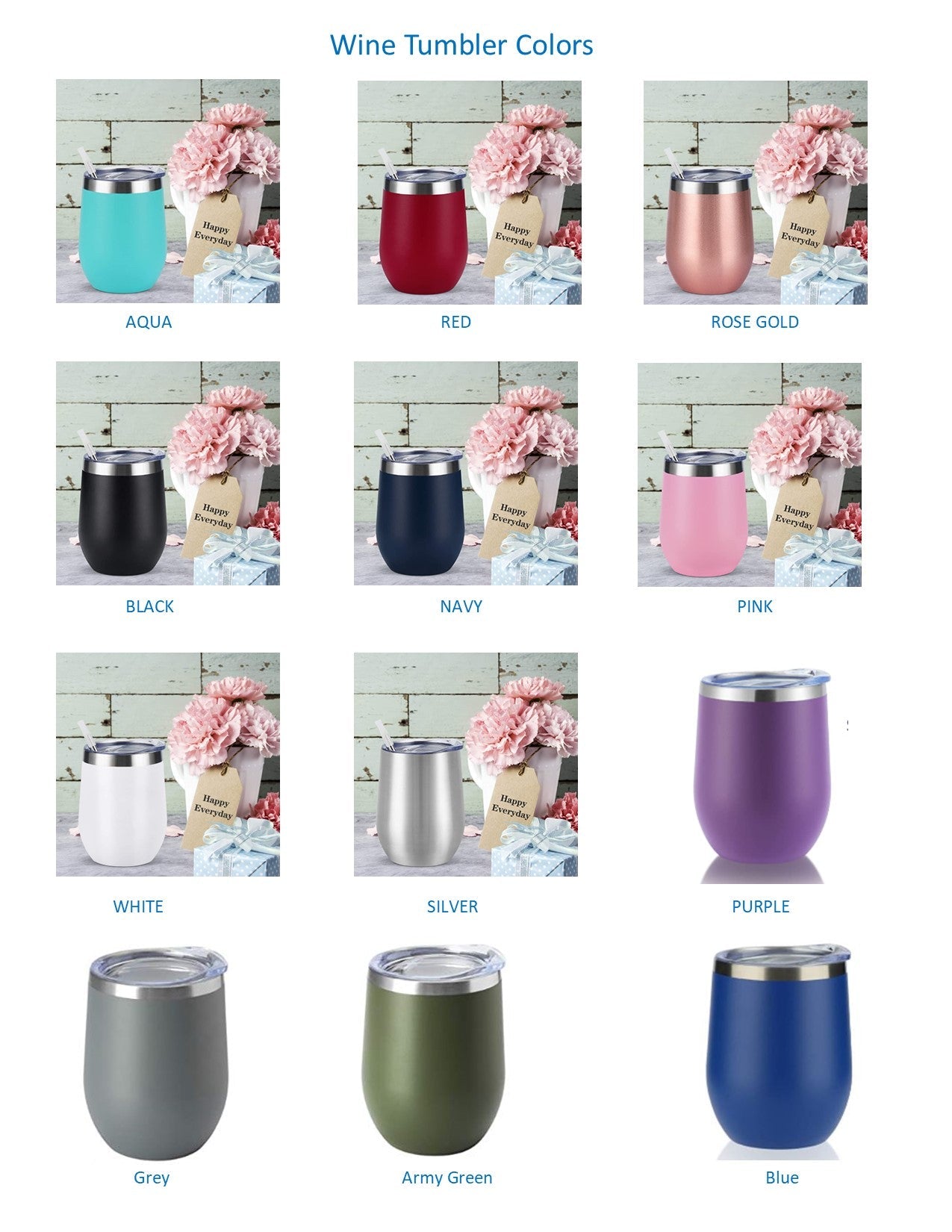 Monogram -12oz Insulated Stainless Steel Wine Tumbler - Custom Text