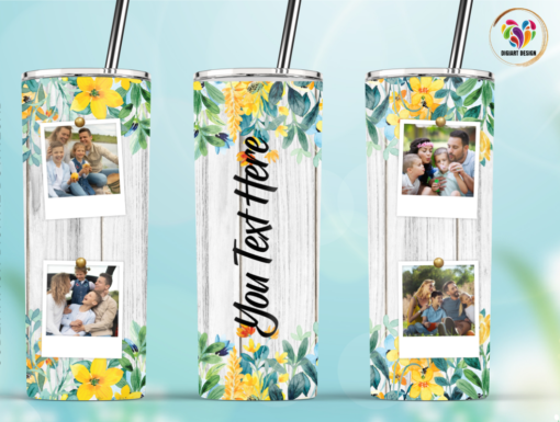 20oz Insulated Stainless Steel Travel Tumbler with lid and Custom Photo (4 Photos and Text)