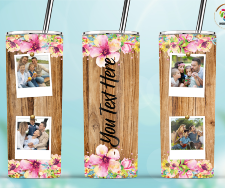 20oz Insulated Stainless Steel Travel Tumbler with lid and Custom Photo (4 Photos and Text)