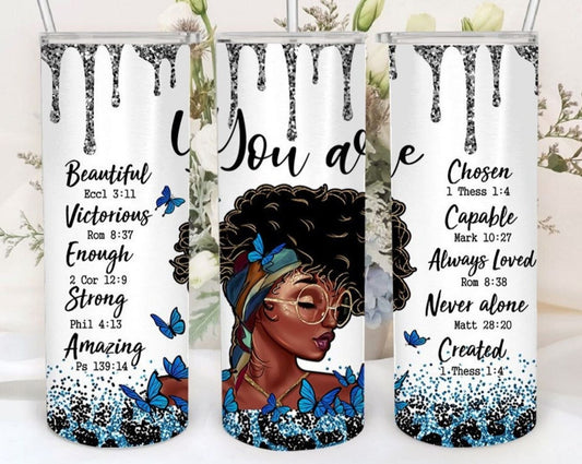 20oz Insulated Stainless Steel Travel Tumbler You Are, Afro Queen, Black Queen