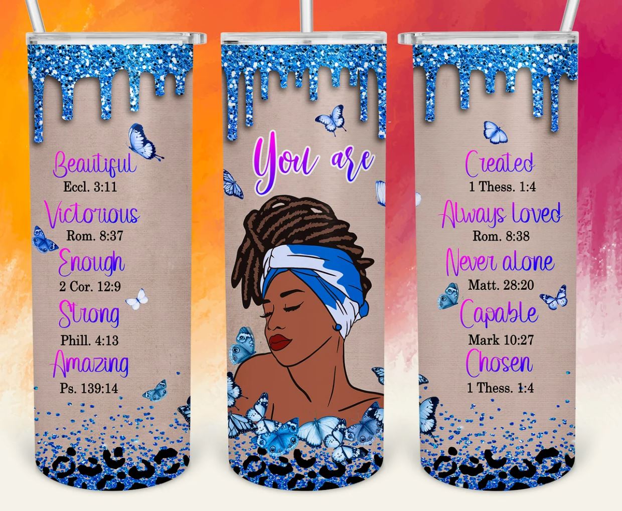 20oz Insulated Stainless Steel Travel Tumbler You Are, Afro Queen, Black Queen