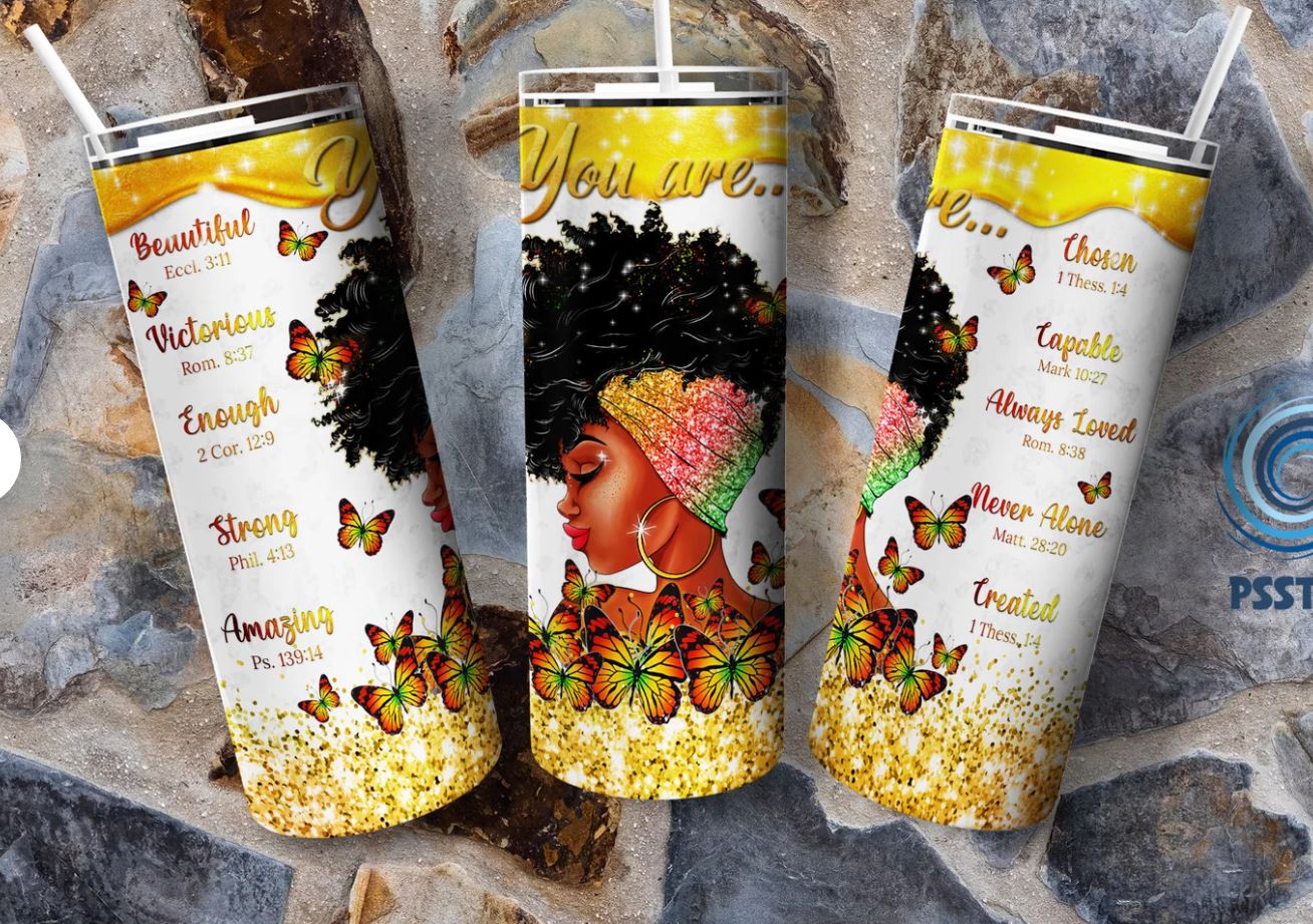 20oz Insulated Stainless Steel Travel Tumbler You Are, Afro Queen, Black Queen