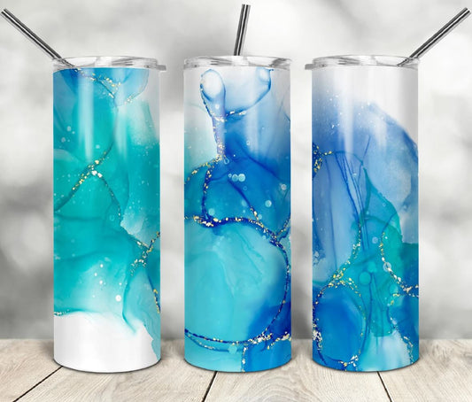 Blue and Gold- 20oz Insulated Stainless Steel Travel Tumbler