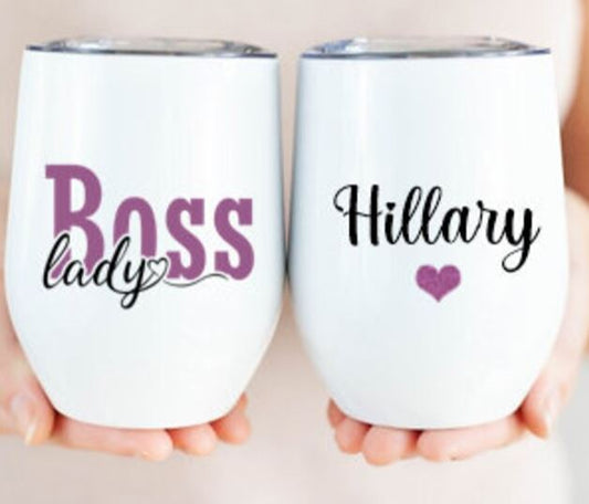 Boss Lady - 12oz Insulated Stainless Steel Wine Tumbler