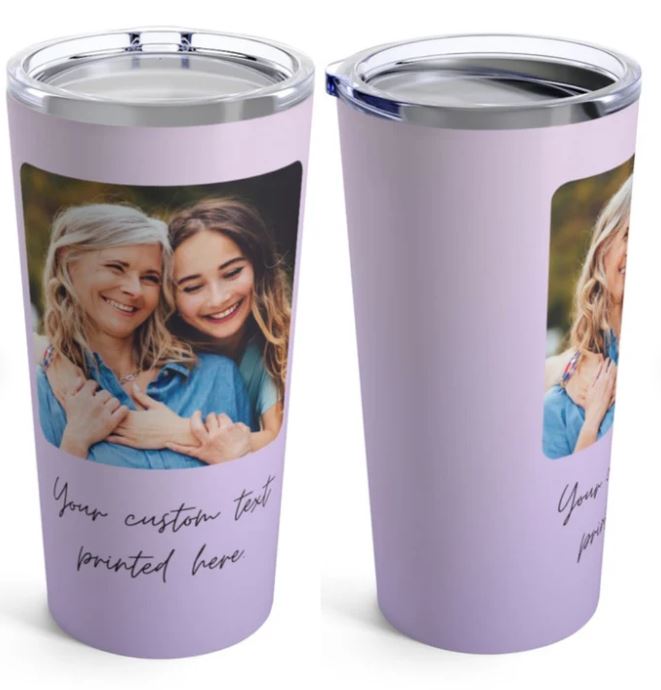 Insulated Stainless Steel Travel Tumbler with lid and Custom Photo (1 Photo)