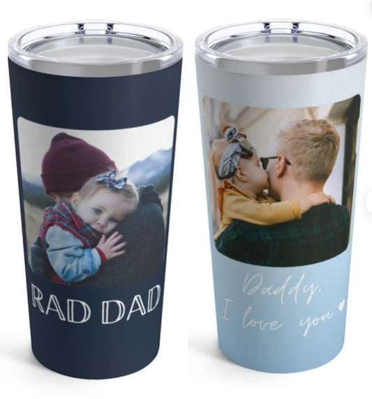 Insulated Stainless Steel Travel Tumbler with lid and Custom Photo (1 Photo)