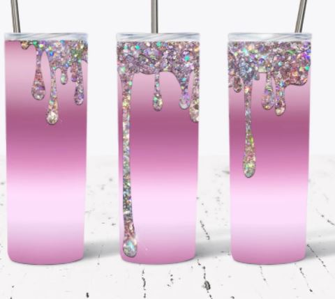 Pink Sparkle and Drip - 20oz Insulated Stainless Steel Travel Tumbler