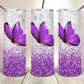 Purple Glitter Butterfly - 20oz Insulated Stainless Steel Travel Tumbler