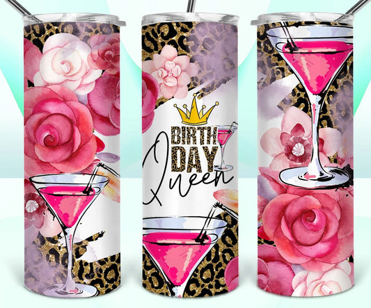 Birthday Queen cheetah- 20oz Insulated Stainless Steel Travel Tumbler