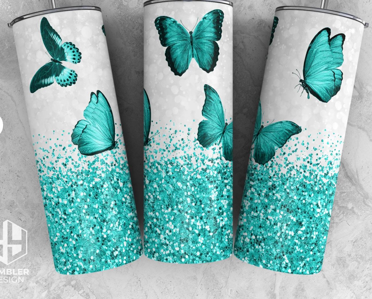 Teal Butterflies- 20oz Insulated Stainless Steel Travel Tumbler