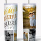 Thankful, Grateful, Blessed 20oz Insulated Stainless Steel Travel Tumbler with lid- Custom Photo (4 Photos and Text)