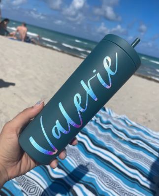 Personalized Tumbler with Lid and Matching Straw, Dark Matte Pastel Colored Acrylic Tumbler, 16oz